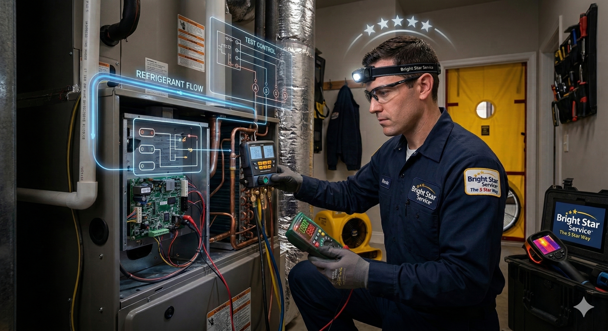 Bright Star technician on NYC rooftop servicing VRF systems