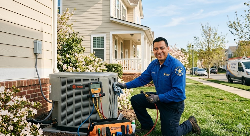 Bright Star technician performing spring AC tune-up